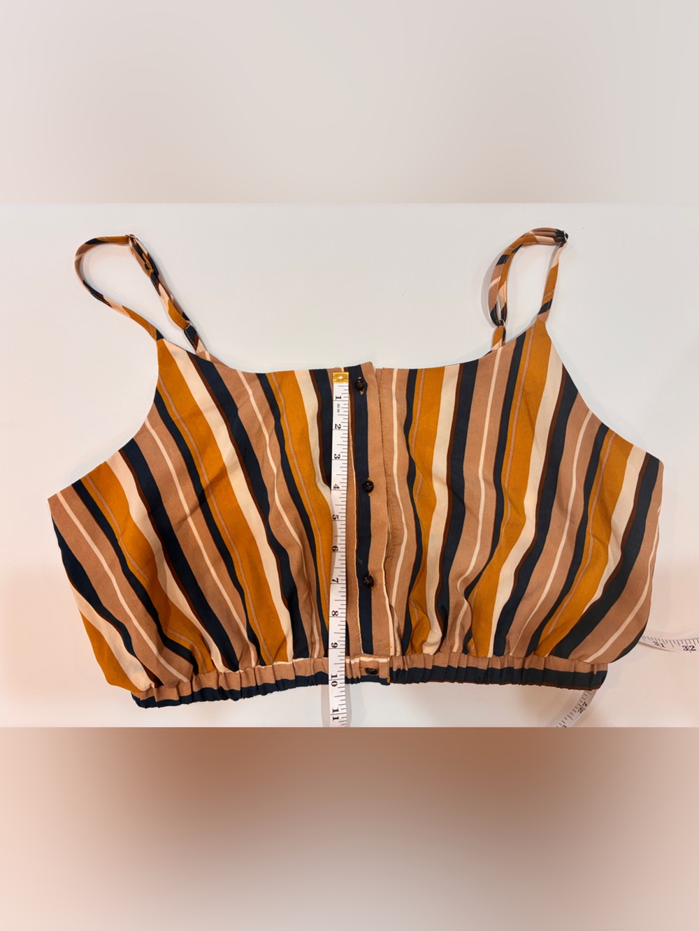 Striped Spaghetti Strap Crop Top Short‎ Set in Mustard, Blue, Brown and Cream
